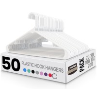 Utopia Home Plastic Hangers 50 Pack - Clothes Hanger with Hooks - Durable & Space Saving (White)